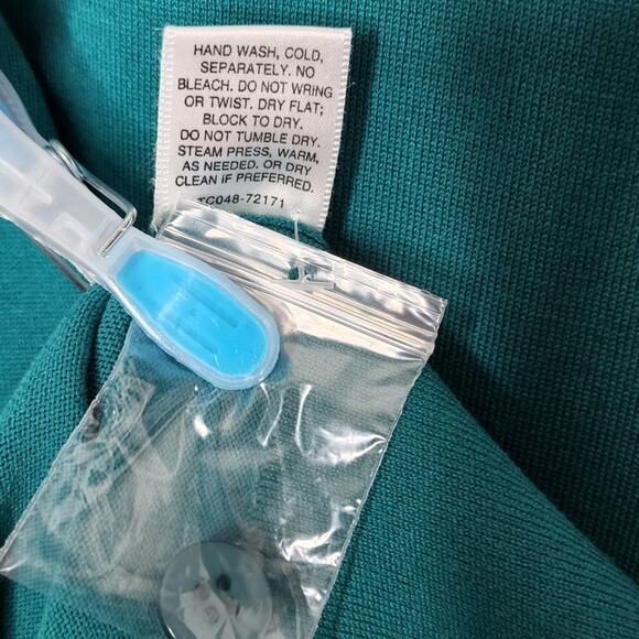 Pendleton NWT Teal Green Silk Blend Knit Elbow Sleeve Cardigan With Pockets M - Picture 6 of 6